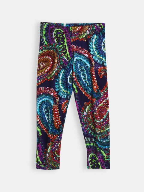 

Hopscotch Girls Navy Blue Printed Leggings
