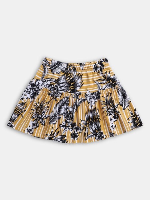 

Hopscotch Girls Yellow Floral Printed Skirt