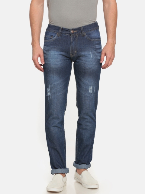 

American Crew Men Blue Straight Fit Mid-Rise Mildly Distressed Jeans