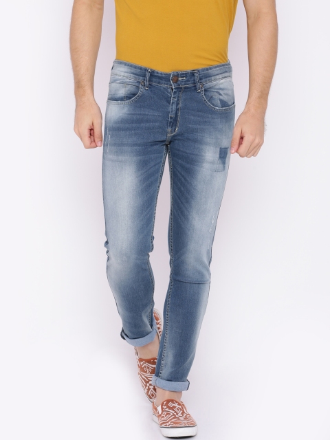 

American Crew Men Blue Slim Fit Mid-Rise Low Distress Stretchable Jeans