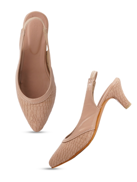 

SCENTRA Women Beige Textured Kitten Heels