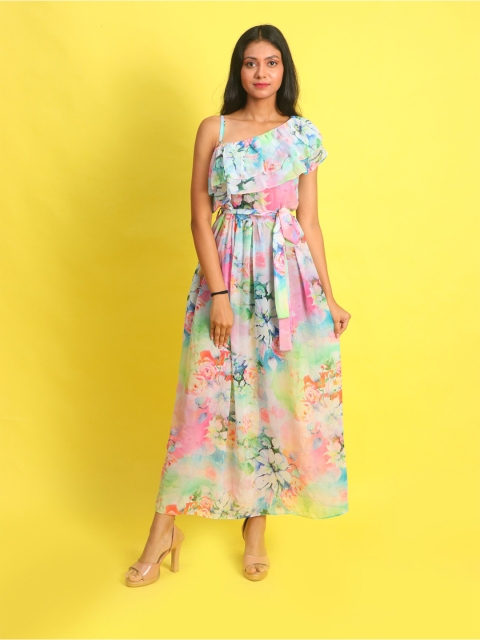 

Rajoria Instyle Multicolored Floral Georgette Ethnic Maxi Dress, Multi