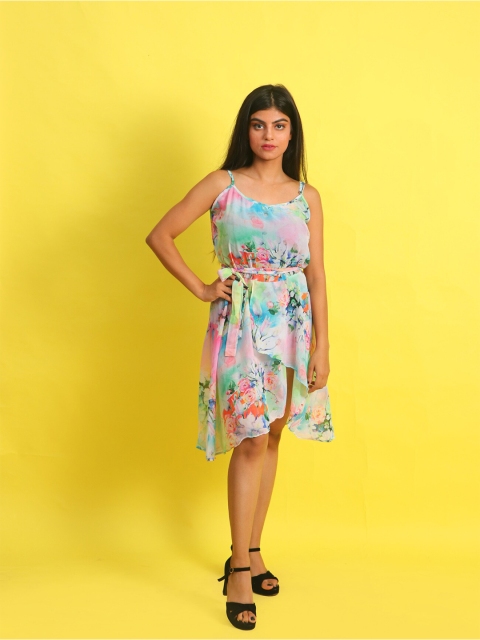 

Rajoria Instyle Multicolored Floral Print Georgette Midi Dress, Multi