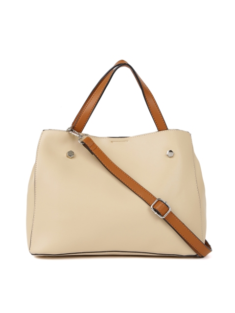 

Mast & Harbour Beige Solid Handheld Bag with Pouch