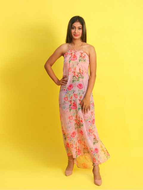 

Rajoria Instyle Women Multicoloured Floral Georgette Ethnic Maxi Dress, Multi