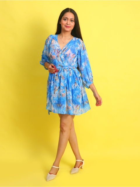 

Rajoria Instyle Multicoloured Floral Georgette Ethnic Dress, Multi