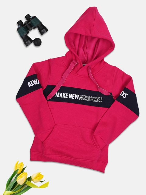 

Nins Moda Girls Magenta Printed Hooded Sweatshirt