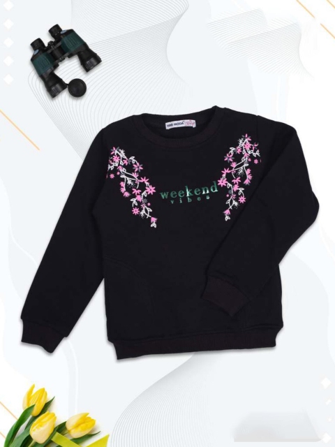 

Nins Moda Girls Black Floral Printed Sweatshirt