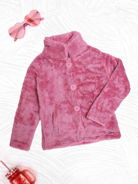 

Nins Moda Girls Pink Solid Sweatshirt