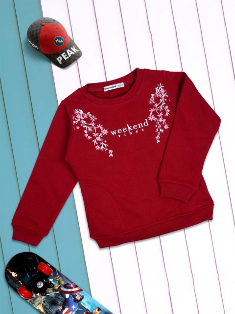 

Nins Moda Girls Maroon Printed Sweatshirt