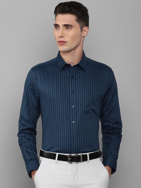 

Louis Philippe Men Navy Blue Slim Fit Striped Pure Cotton Formal Shirt