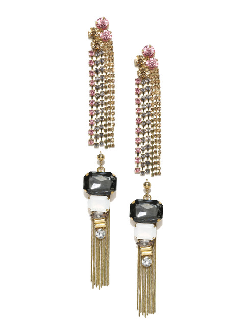 

Blueberry Set of 2 Stone-Studded Drop Earrings, Gold