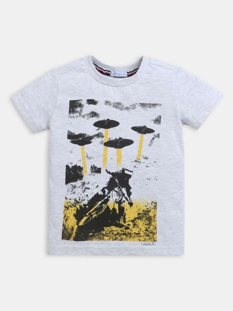 

Hopscotch Boys Grey & Black Printed T-shirt