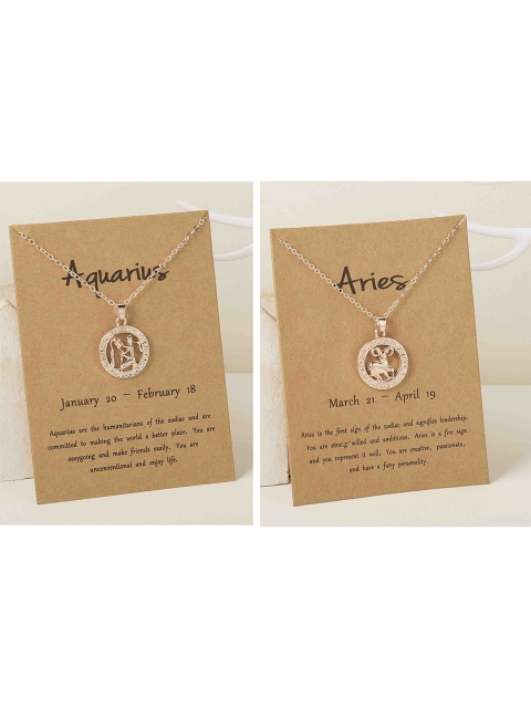 

Pinapes Unisex Rose Gold-Plated Pack of 2 Aquarius-Aries-Circle Chains