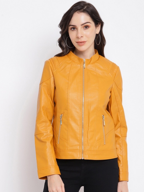 

Latin Quarters Women Mustard Leather Biker Jacket
