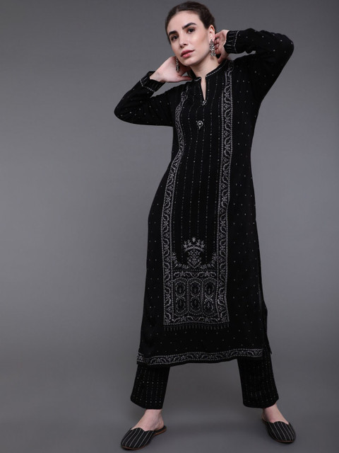 

saubhagya Women Black Kurta with Trousers