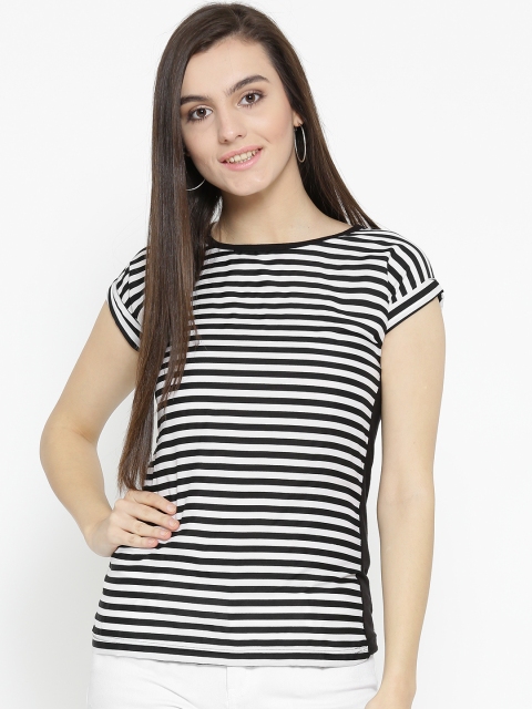 

U&F Women Black & White Striped Top