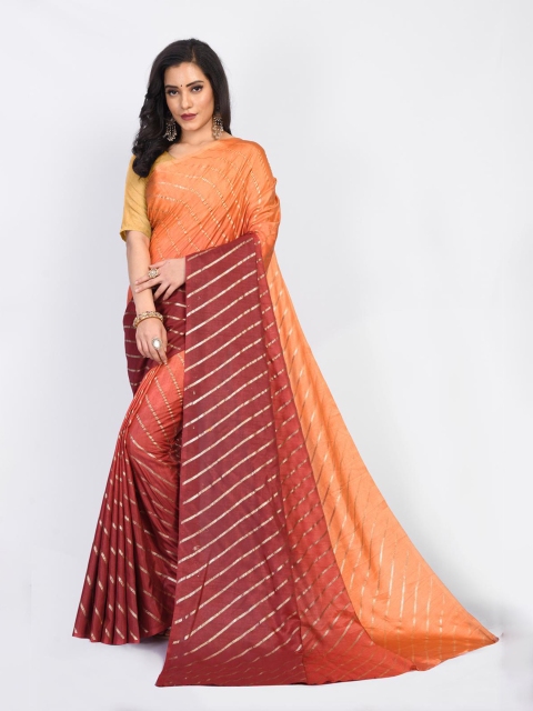

Fashion FRICKS Orange & Red Leheriya Chanderi Saree
