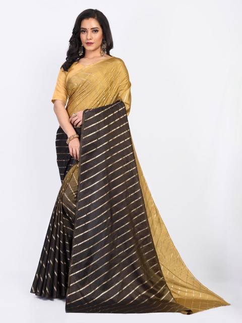 

Fashion FRICKS Beige & Black Leheriya Chanderi Saree
