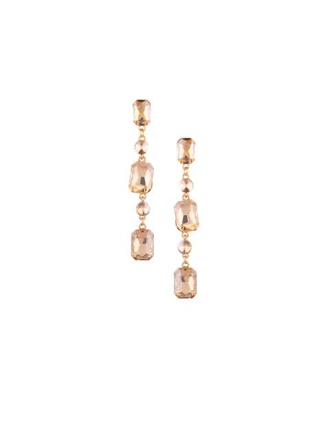

FEMMIBELLA Cream-Coloured Geometric Drop Earrings