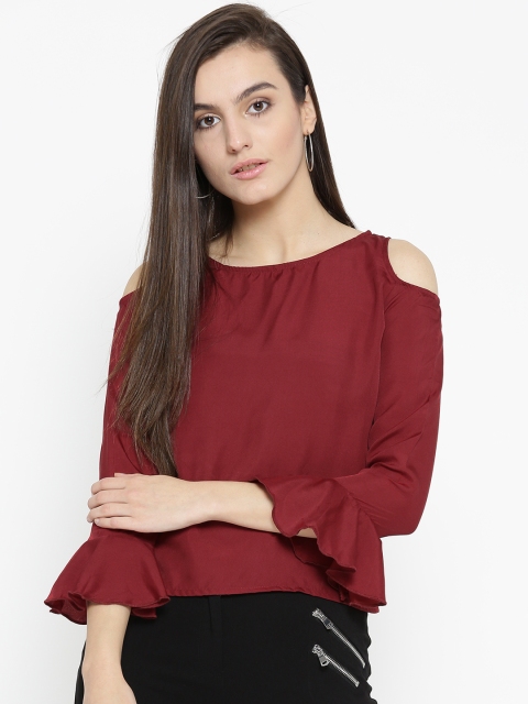 

U&F Women Maroon Lightweight Solid Top