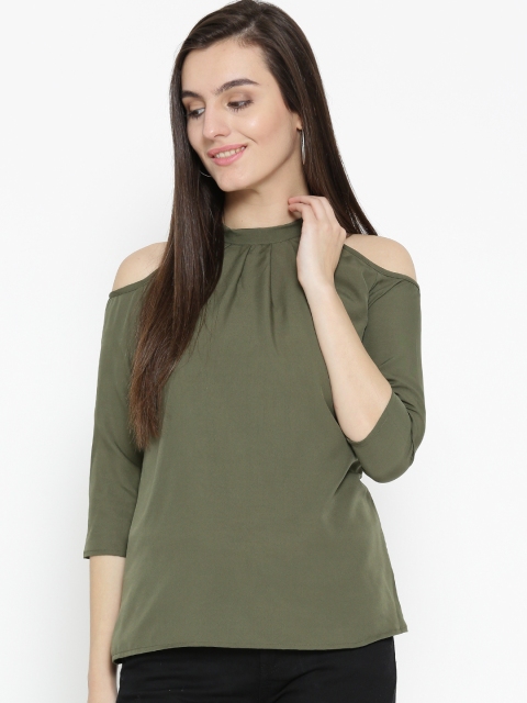 

U&F Women Olive Green Solid Top