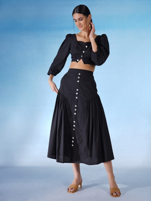 

blue hour Women Black Top with Skirt