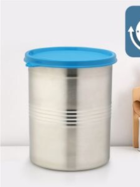 

SignoraWare Set Of 2 Solid Stainless Steel Modular Round Food Container, Blue