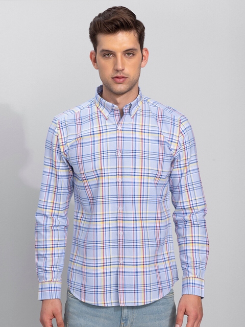 

Snitch Men Blue Slim Fit Tartan Checks Casual Shirt