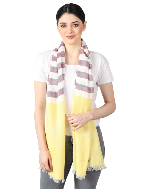 

FWC FILL WITH COLOURS Women Yellow & White Striped Stole
