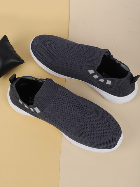 

TPENT Men Grey Mesh Walking Non-Marking Shoes