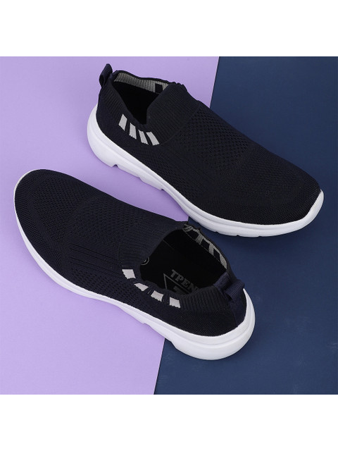 

TPENT Men Black Mesh Walking Non-Marking Shoes