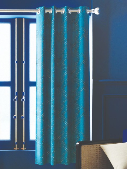 

BIANCA Teal Geometric Black Out Window Curtain