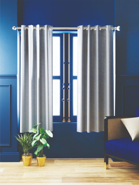 

BIANCA Grey Set of 2 Black Out Window Curtain