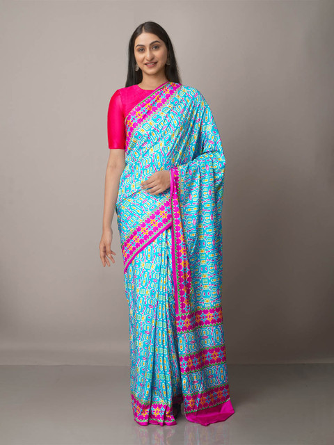 

Unnati Silks Blue & Pink Ethnic Motifs Ilkal Saree