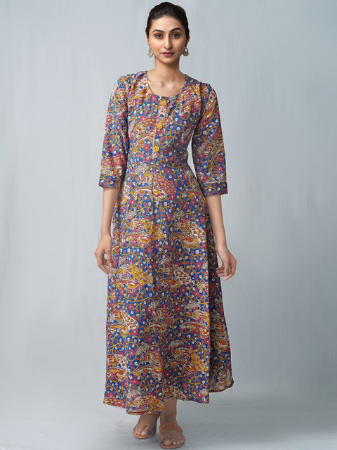 

Unnati Silks Women Blue Floral Printed Floral Anarkali Kurta