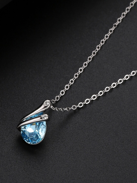

Designs By Jewels Galaxy Rhodium-Plated Silver-Toned Blue CZ Studded Pendant