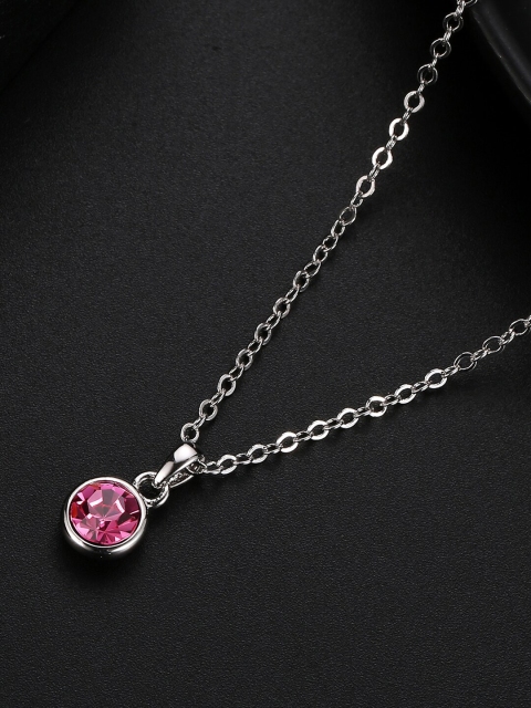 

Designs By Jewels Galaxy Rhodium-Plated & Pink Crystal Pendant