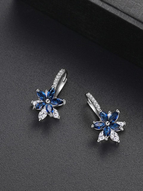 

Designs By Jewels Galaxy Navy Blue Floral Drop Earrings