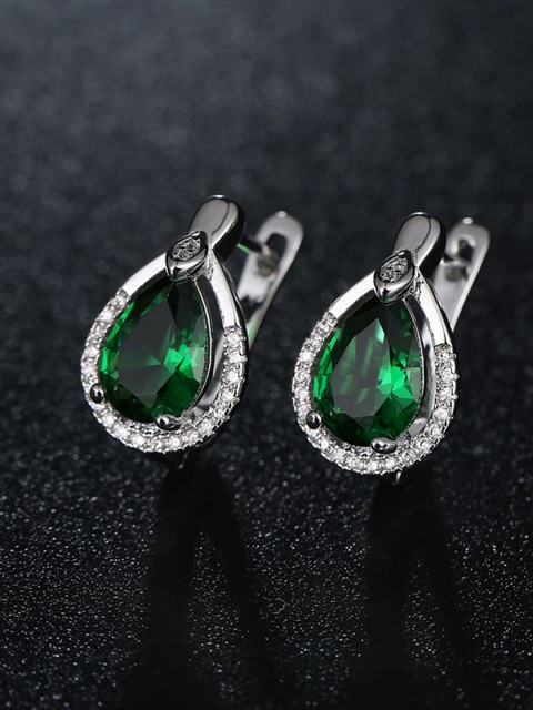 

Designs By Jewels Galaxy Green Leaf Shaped Studs Earrings