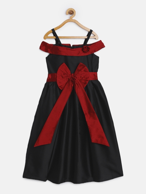 

A.T.U.N All Things Uber Nice Girls Black & Red Solid Fit and Flare Dress
