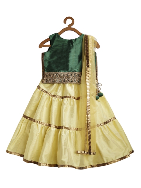 

A.T.U.N All Things Uber Nice Girls Green & Yellow Lehenga Choli with Dupatta