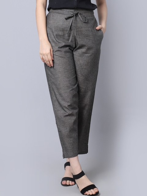 

GRACIT Women Grey Loose Fit Pure Cotton Trousers