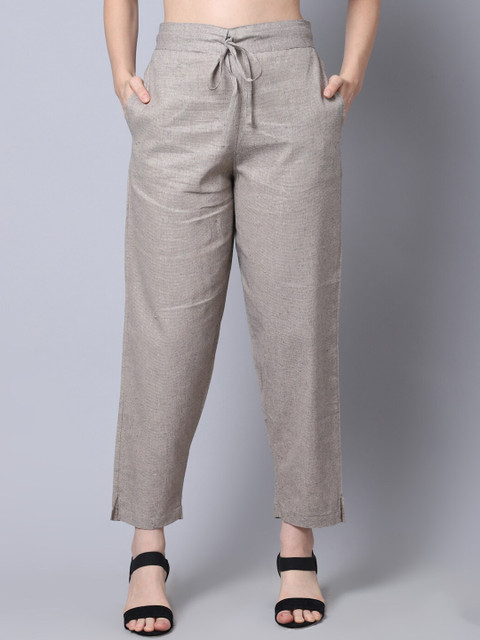 

GRACIT Women Grey Loose Fit Cotton Trousers