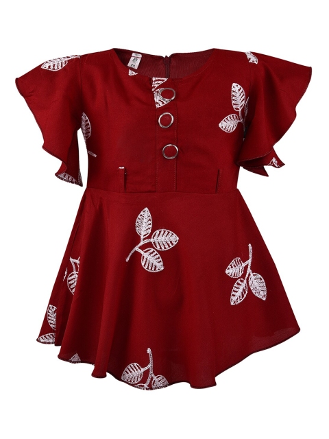 

Wish Karo Maroon Floral Embroidered Dress