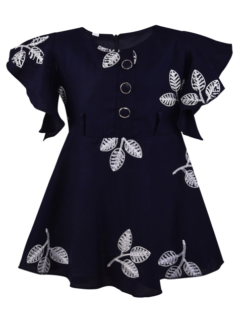 

Wish Karo Girls Navy Blue Floral A-Line Dress