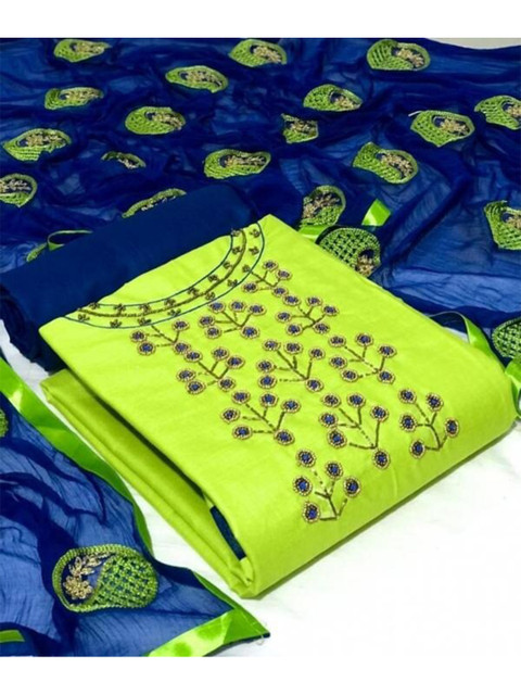 

MORLY Sea Green & Blue Embellished Unstitched Dress Material