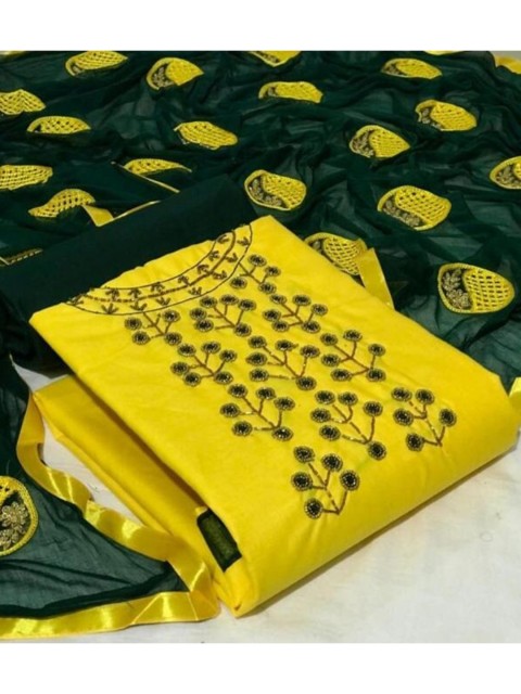 

MORLY Yellow And Green Embellished Unstitched Dress Material