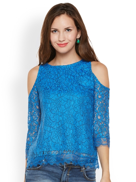 

Latin Quarters Women Blue Self Design Top
