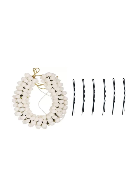 

CHANDERKASH Set Of 2 Artificial Flower Hair Mogra Gajra, White